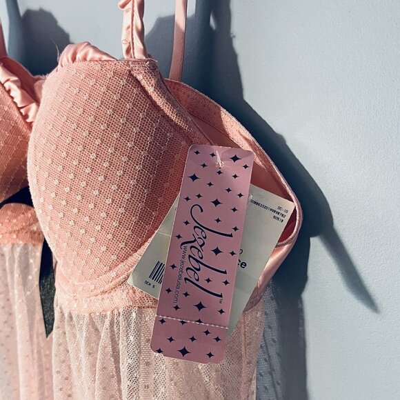 NWT Sheer Mesh Pink Babydoll Chemise Women Medium Ruffle Fairy Y2K Coquette - Picture 11 of 14